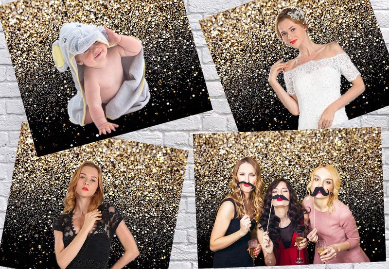 CYLYH 8x8ft Black & Gold Glitter Backdrop - Wedding, Graduation, Birthday - Vinyl Material - Image 5